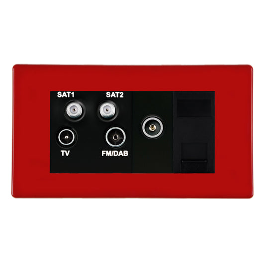 Hamilton 7RCDSAT+B 2 Gang Hexplexer Outlet Pillar Box Red Black Insert