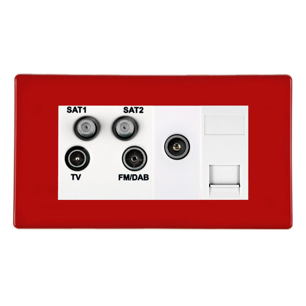 Hamilton 7RCDSAT+W 2 Gang Hexplexer Outlet Pillar Box Red White Insert