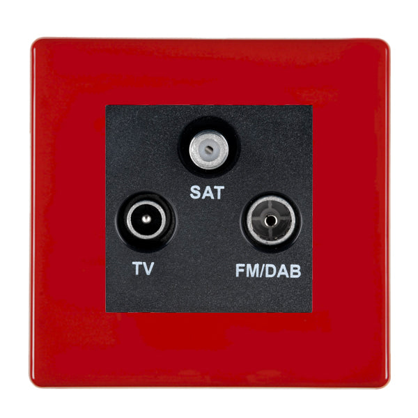 Hamilton 7RCDTRIDB 1 Gang Triplexer Outlet Pillar Box Red Black Insert