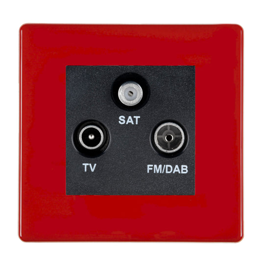 Hamilton 7RCDTRIDB 1 Gang Triplexer Outlet Pillar Box Red Black Insert