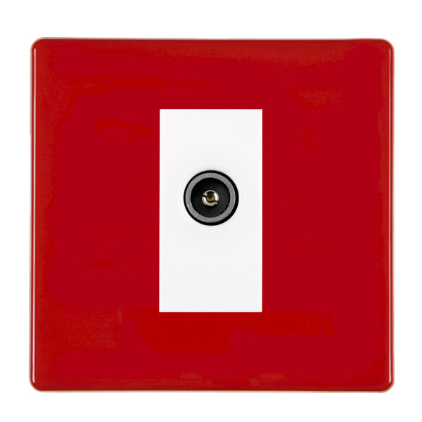 Hamilton 7RCDTVFW 1 Gang Female Coax Outlet Pillar Box Red White Insert
