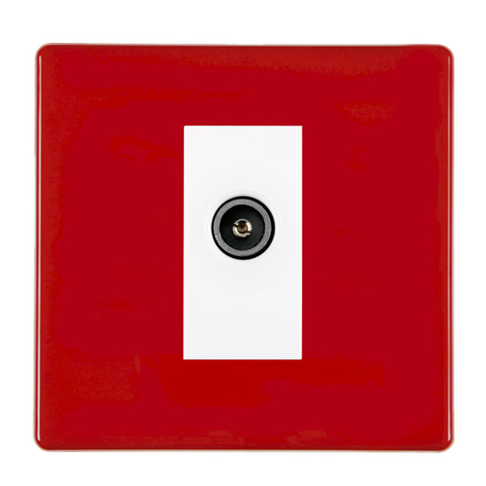 Hamilton 7RCDTVFW 1 Gang Female Coax Outlet Pillar Box Red White Insert