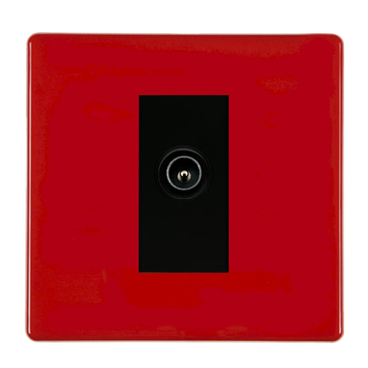Hamilton 7RCDTVMB 1 Gang Male Coax Outlet Pillar Box Red Black Insert