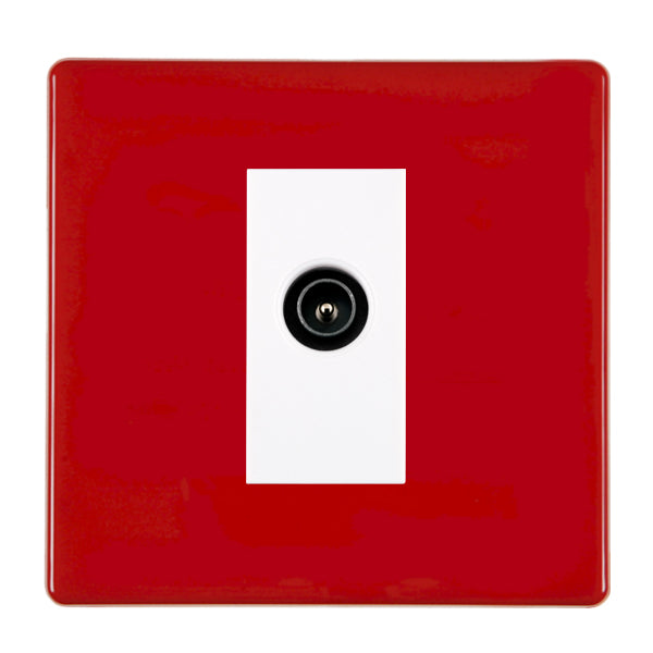 Hamilton 7RCDTVMW 1 Gang Male Coax Outlet Pillar Box Red White Insert