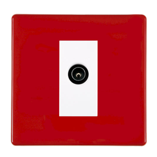 Hamilton 7RCDTVMW 1 Gang Male Coax Outlet Pillar Box Red White Insert