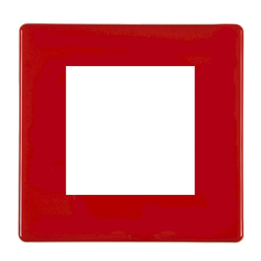 Hamilton 7RCEURO2 1 Gang 2 Module Euromodule Faceplate Pillar Box Red Black Insert