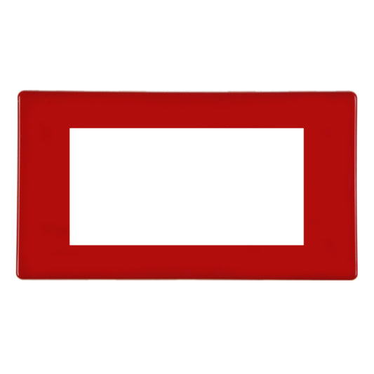 Hamilton 7RCEURO4 2 Gang 4 Module Euromodule Faceplate Pillar Box Red White Insert