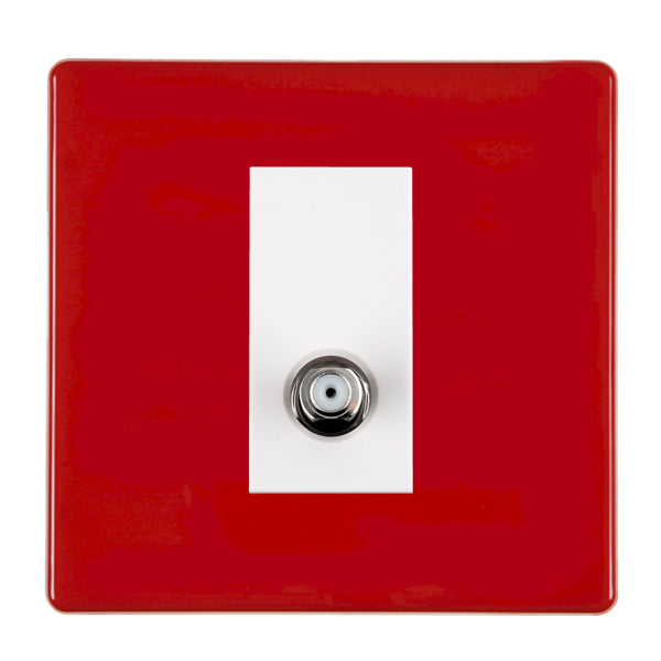 Hamilton 7RCSATNW 1 Gang Non-Isolated Satellite Outlet Pillar Box Red White Insert