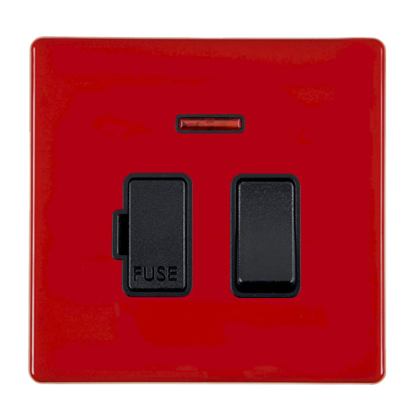 Hamilton 7RCSPNBL-B 13A DP Switched Spur with Neon Pillar Box Red Black Insert