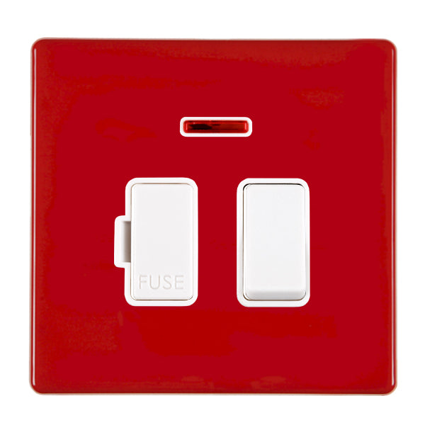Hamilton 7RCSPNWH-W 13A DP Switched Spur with Neon Pillar Box Red White Insert