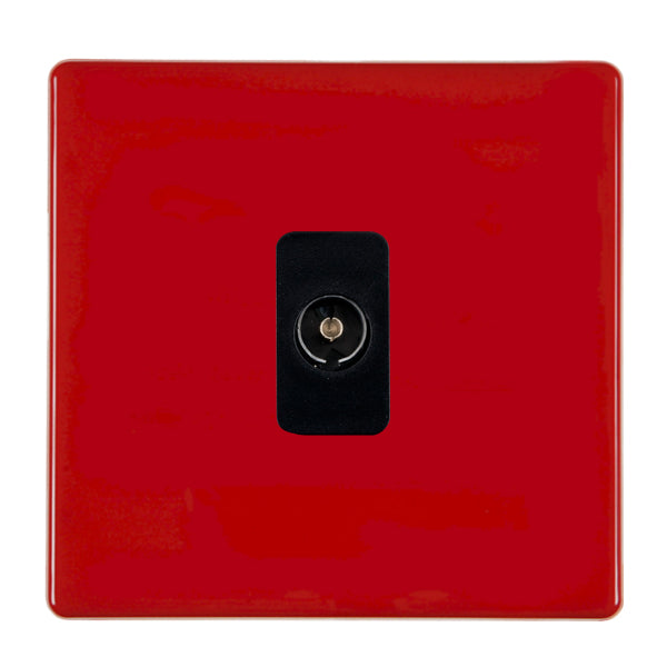 Hamilton 7RCTVB 1 Gang Non-Isolated Coax Outlet Pillar Box Red Black Insert