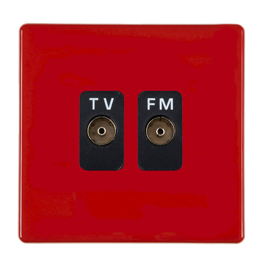 Hamilton 7RCTVFMB 1 Gang TV / FM Coax Outlet Pillar Box Red White Insert