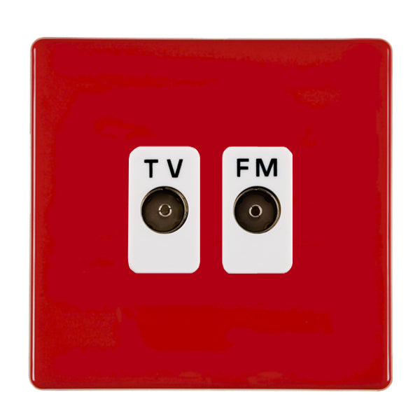 Hamilton 7RCTVFMW 1 Gang TV / FM Coax Outlet Pillar Box Red Black Insert