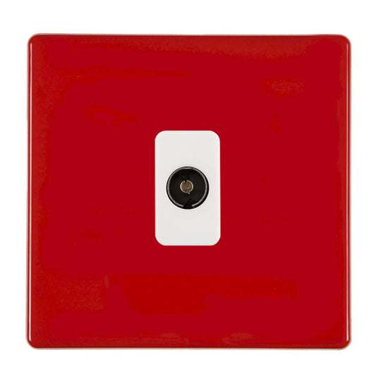 Hamilton 7RCTVIW 1 Gang Isolated Coax Outlet Pillar Box Red Black Insert