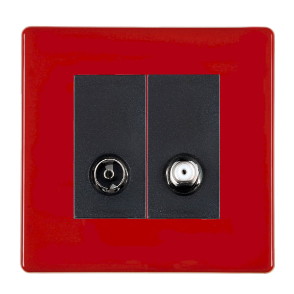 Hamilton 7RCTVSATB 1 Gang TV / Satellite Outlet Pillar Box Red White Insert