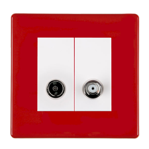 Hamilton 7RCTVSATW 1 Gang TV / Satellite Outlet Pillar Box Red Black Insert