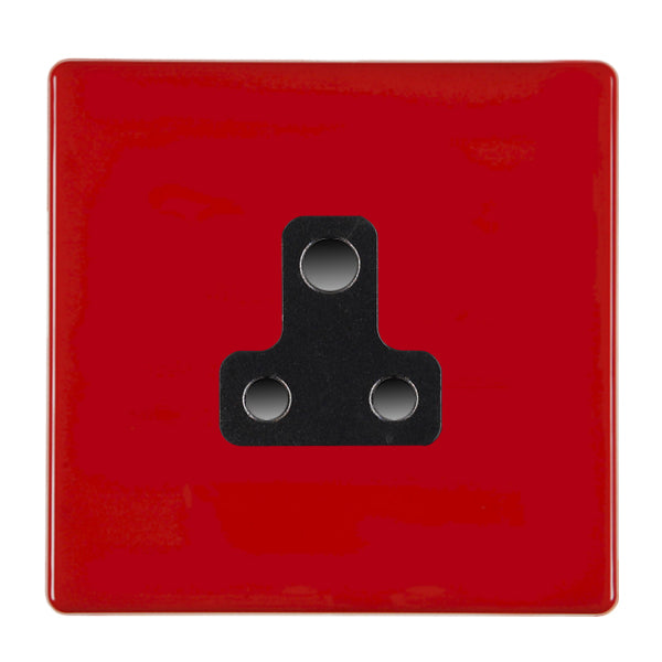 Hamilton 7RCUS5B 1 Gang 5A Unswitched Socket Pillar Box Red Black Insert
