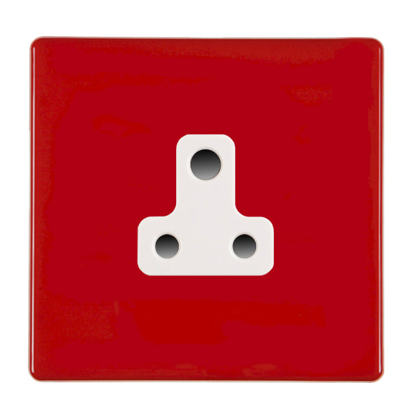 Hamilton 7RCUS5W 1 Gang 5A Unswitched Socket Pillar Box Red White Insert