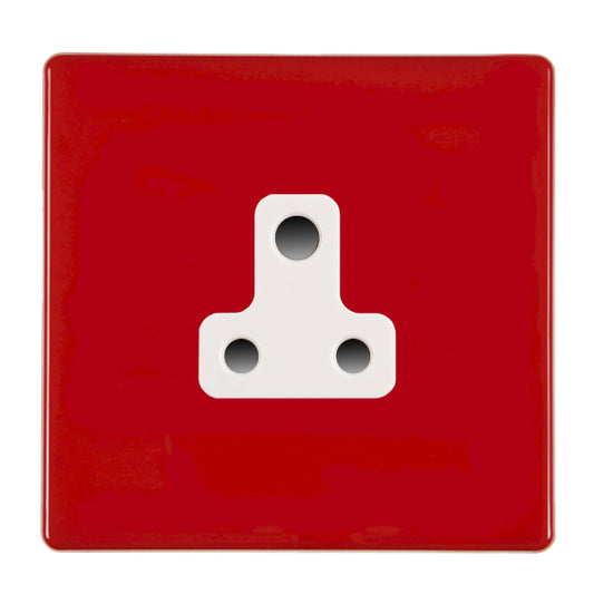 Hamilton 7RCUS5W 1 Gang 5A Unswitched Socket Pillar Box Red White Insert