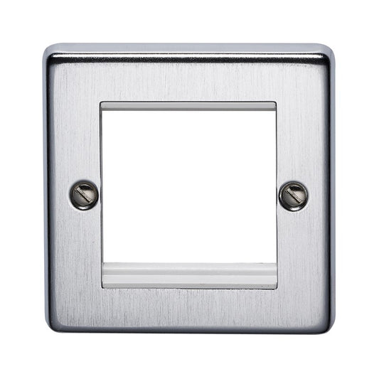 Crabtree 8092/SC 1 Gang 2 Module Euromodule Faceplate Satin Chrome White Insert