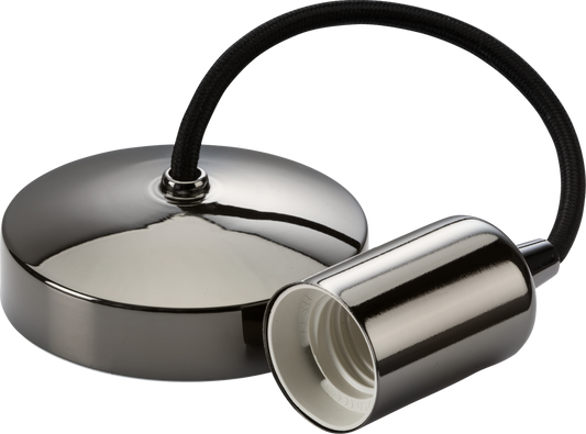 Knightsbridge 8270BN 6'' E27 Contemporary Pendant Set Black Nickel