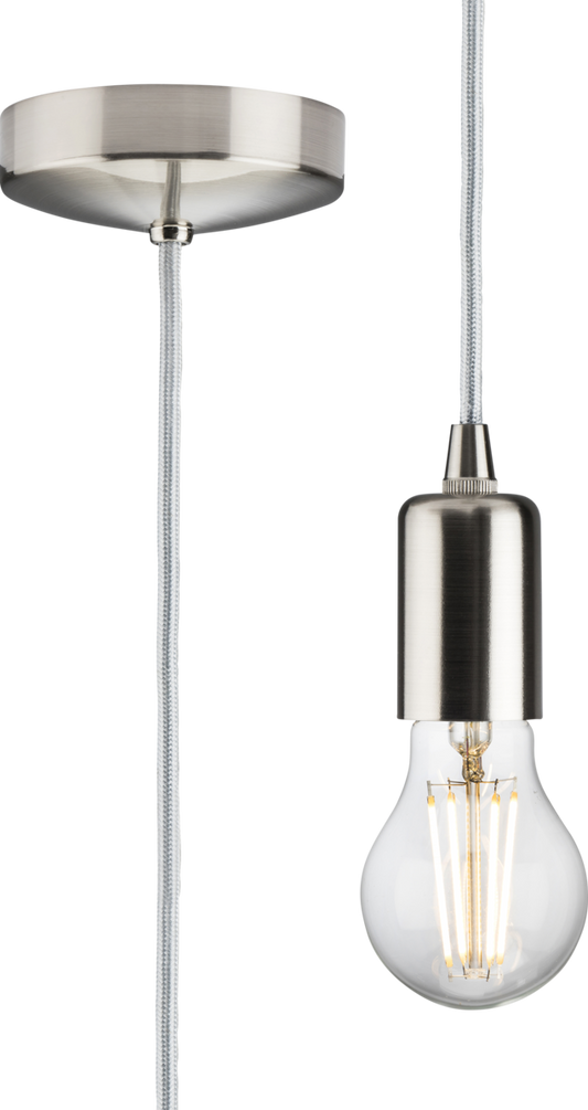Knightsbridge 8270LBC 1.8m E27 Contemporary Pendant Set Brushed Chrome