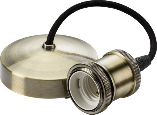 Knightsbridge 8271AB 6'' E27 Vintage Pendant Set Antique Brass