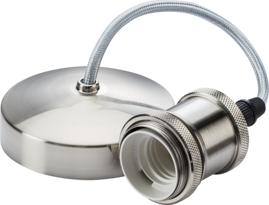 Knightsbridge 8271BC 6'' E27 Vintage Pendant Set Brushed Chrome