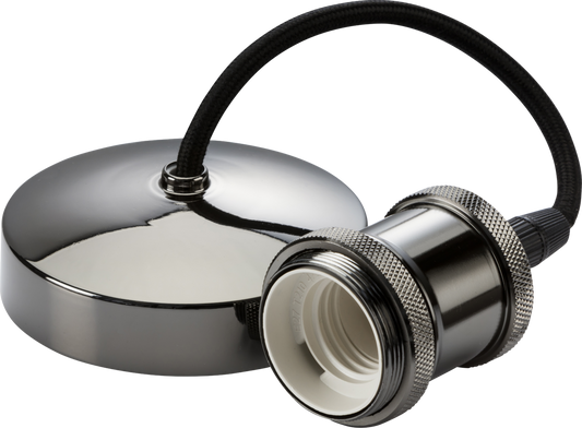 Knightsbridge 8271BN 6'' E27 Vintage Pendant Set Black Nickel