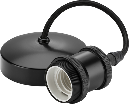 Knightsbridge 8271MB 6'' E27 Vintage Pendant Set Matt Black