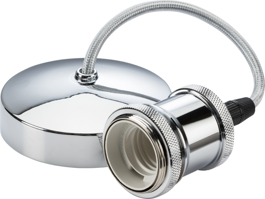 Knightsbridge 8271PC 6'' E27 Vintage Pendant Set Polished Chrome