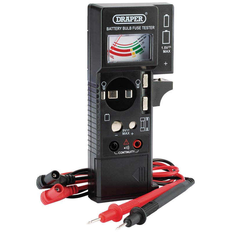 Draper BBFC2 Battery, Bulb & Fuse & Continuity Tester Black
