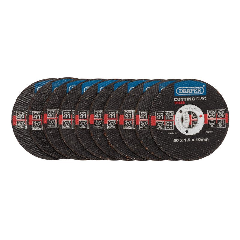 Draper CGF1 50 x 10 x 1.5mm Metal Cutting Disc Pack of 10