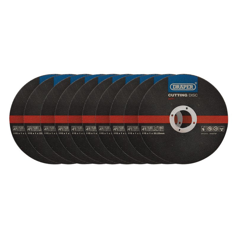 Draper CGF6 115 x 22.23 x 1mm Metal Cutting Disc Pack of 10
