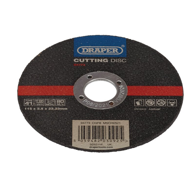 Draper CGF8 115 x 22.23 x 2.5mm Metal Cutting Disc