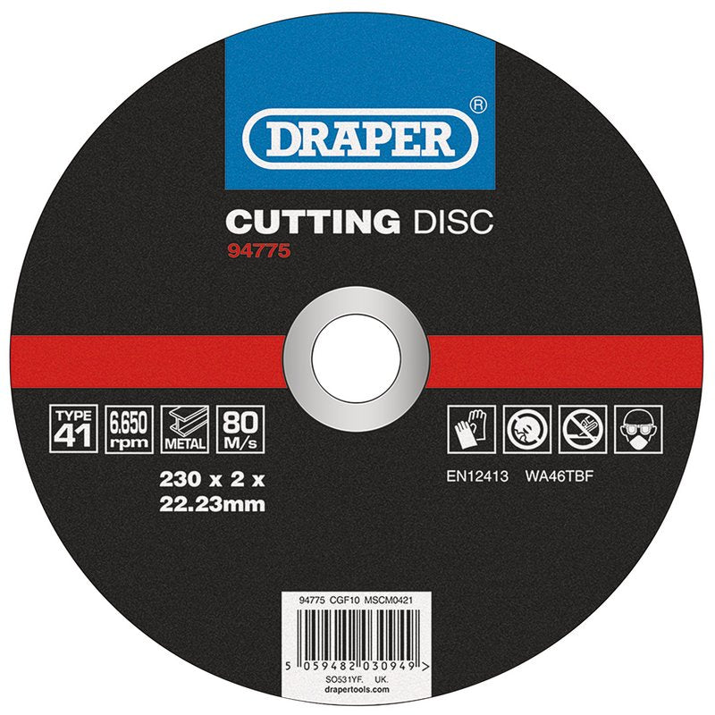 Draper CGF10 230 x 22.23 x 2mm Metal Cutting Disc