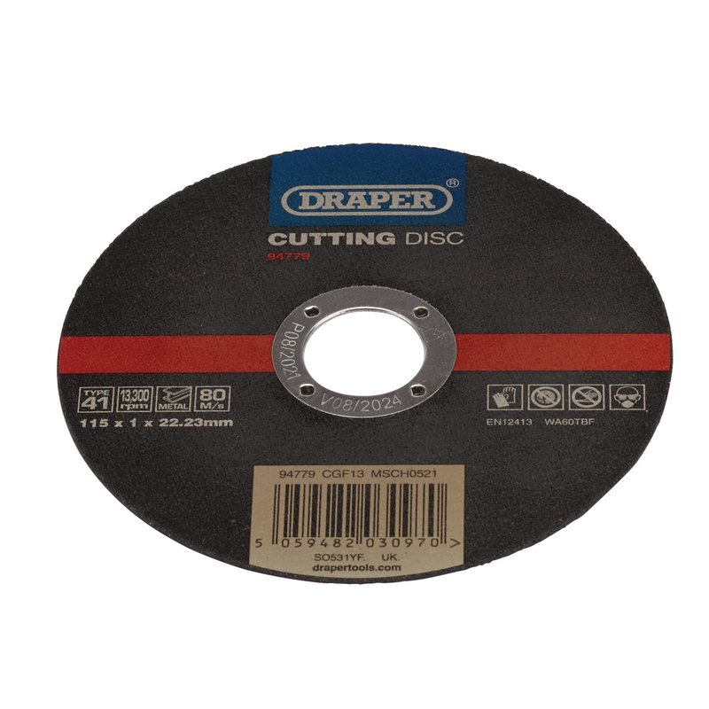 Draper CGF13 115 x 22.23 x 1mm Stainless Steel / Inox Metal Cutting Disc