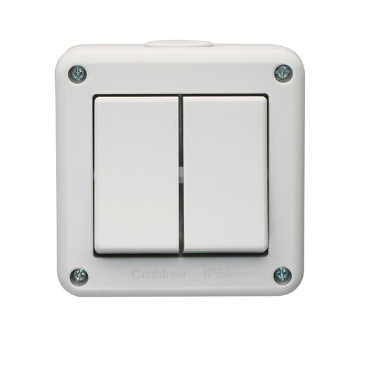 Crabtree 9702 20AX 2 Gang 2 Way IP56 Switch