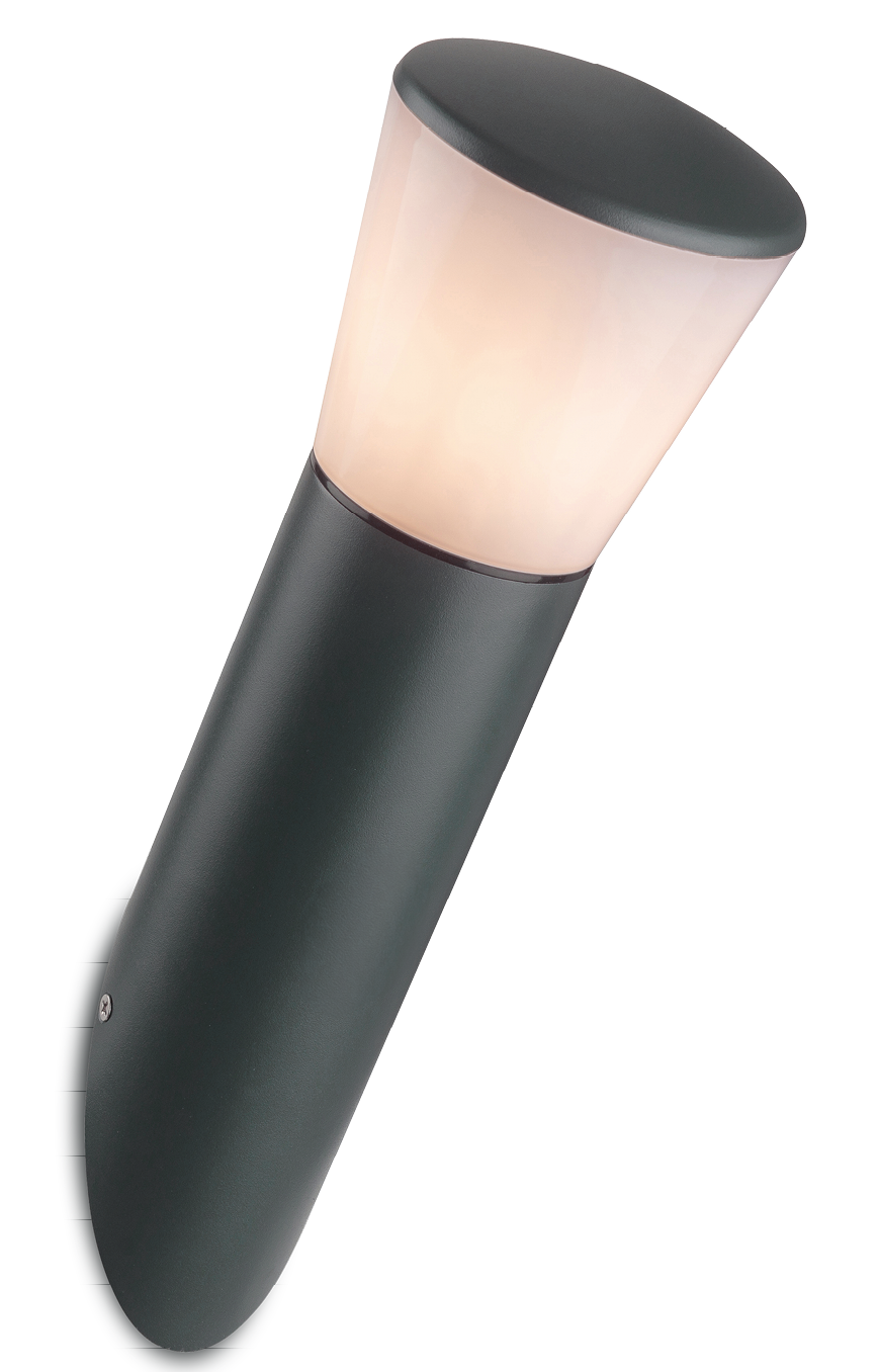 Kosnic ALBA-OPL Albury E27 Angled Wall Light with Opal Shade IP65 Dark Grey