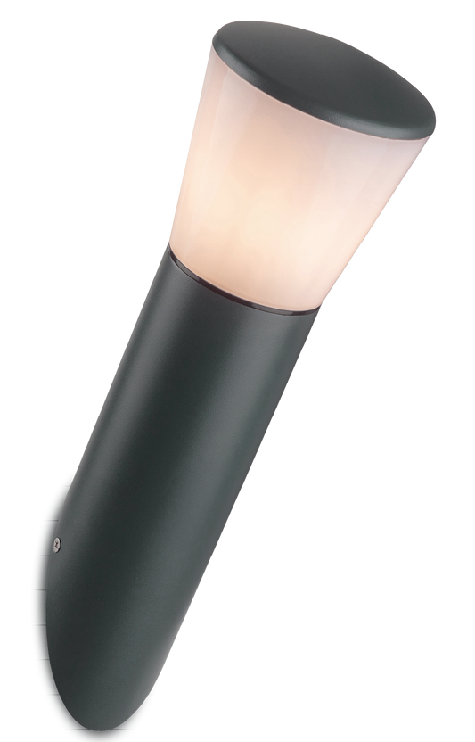 Kosnic ALBA-OPL Albury E27 Angled Wall Light with Opal Shade IP65 Dark Grey