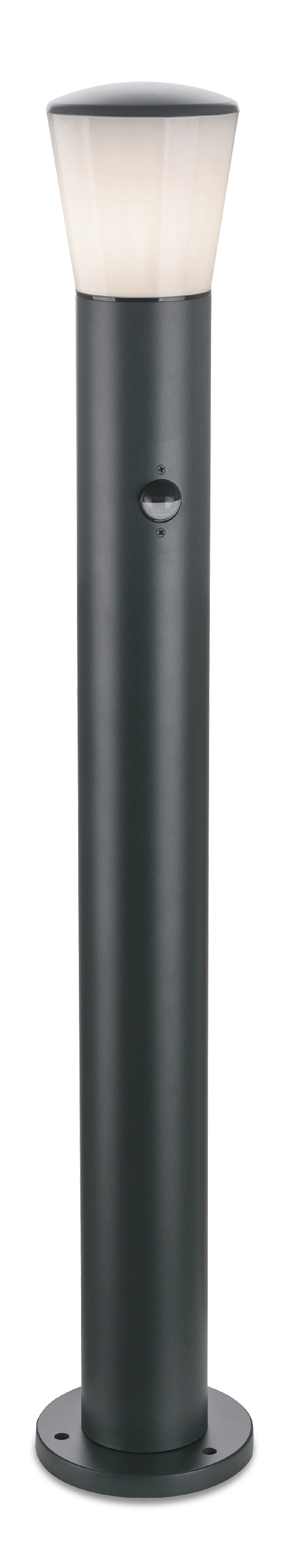 Kosnic ALBP-OPL/S Albury E27 800mm Bollard with Opal Shade and Sensor IP65 Dark Grey