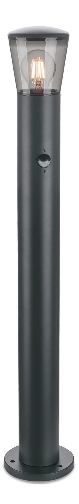 Kosnic ALBP-SMK/S Albury E27 800mm Bollard with Smoked Shade with Sensor IP65 Dark Grey