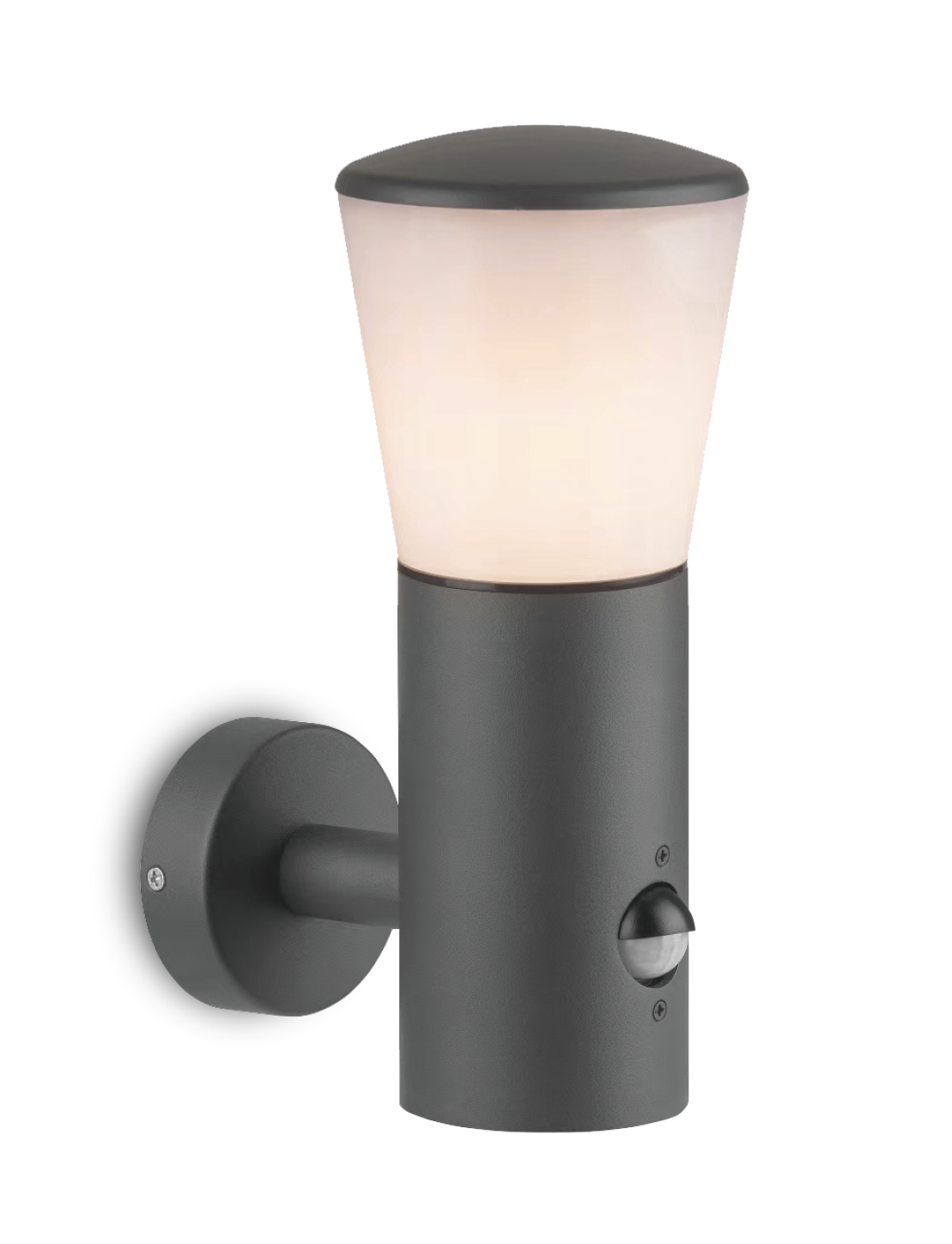 Kosnic ALBW-OPL/S Albury E27 Wall Light with Opal Shade with Sensor IP65 Dark Grey