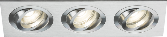 Knightsbridge AMA3TSBC  3 x GU10 Square Tilt Downlight Brushed Chrome