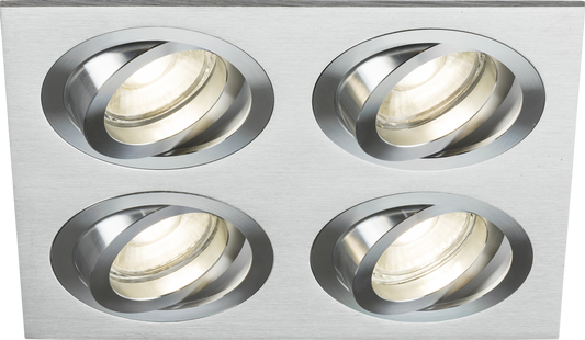 Knightsbridge AMA4TSBC  4 x GU10 Square Tilt Downlight Brushed Chrome