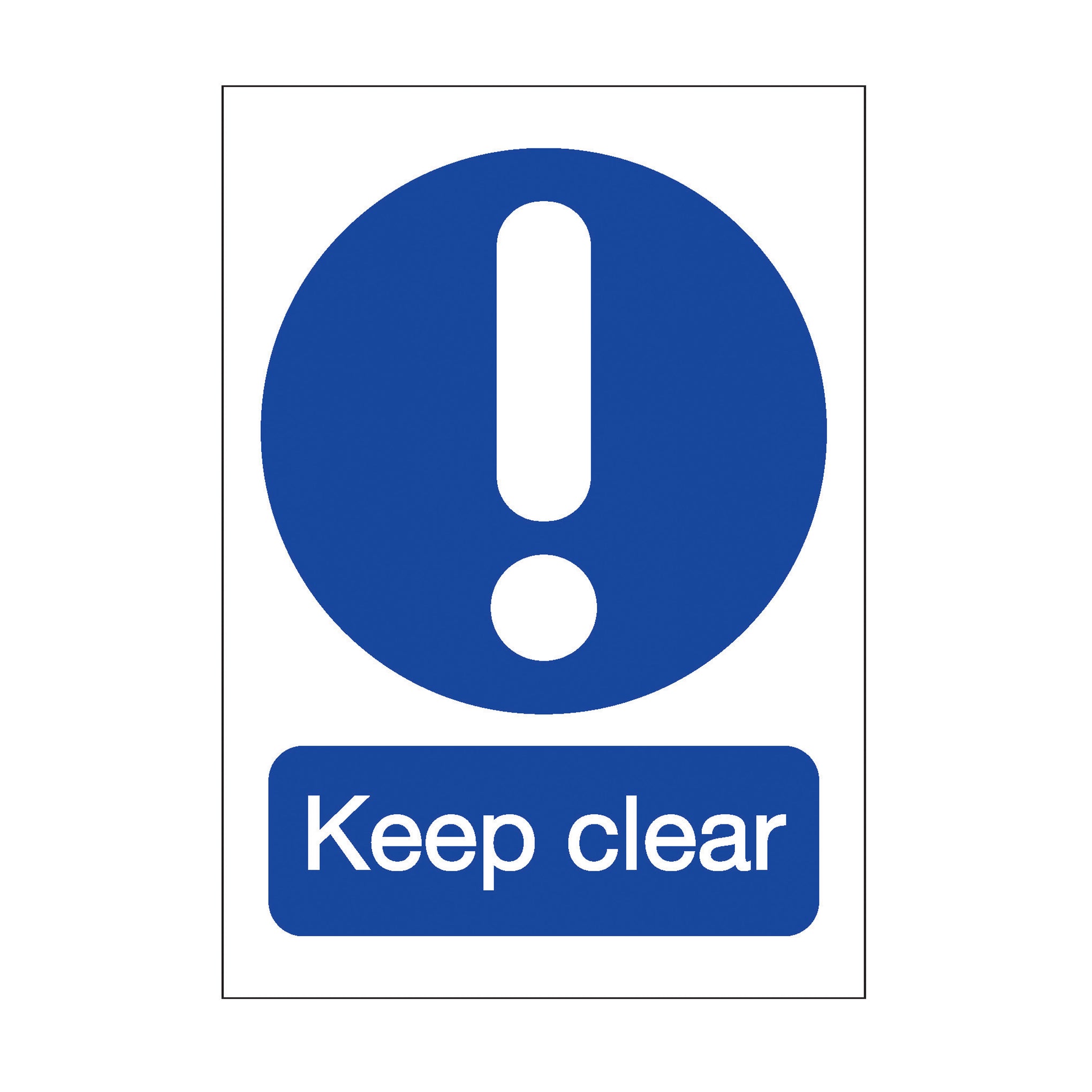 RGL AS0004 210 x 150mm 'Keep Clear' Safety Sign Blue / White