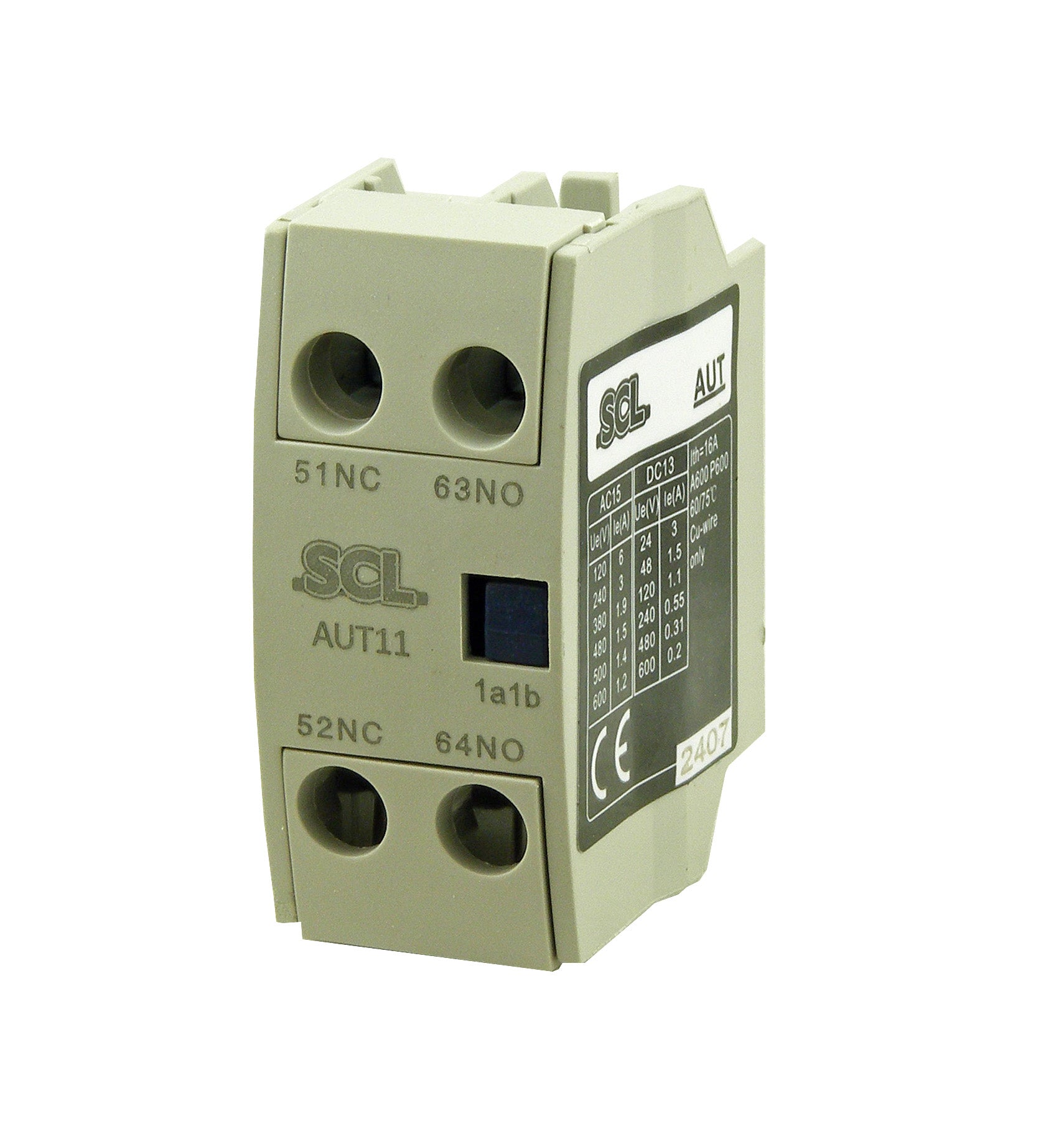 Switchtec AUT11 1 N/O + 1 N/C Top Mount Auxiliary Contact Block