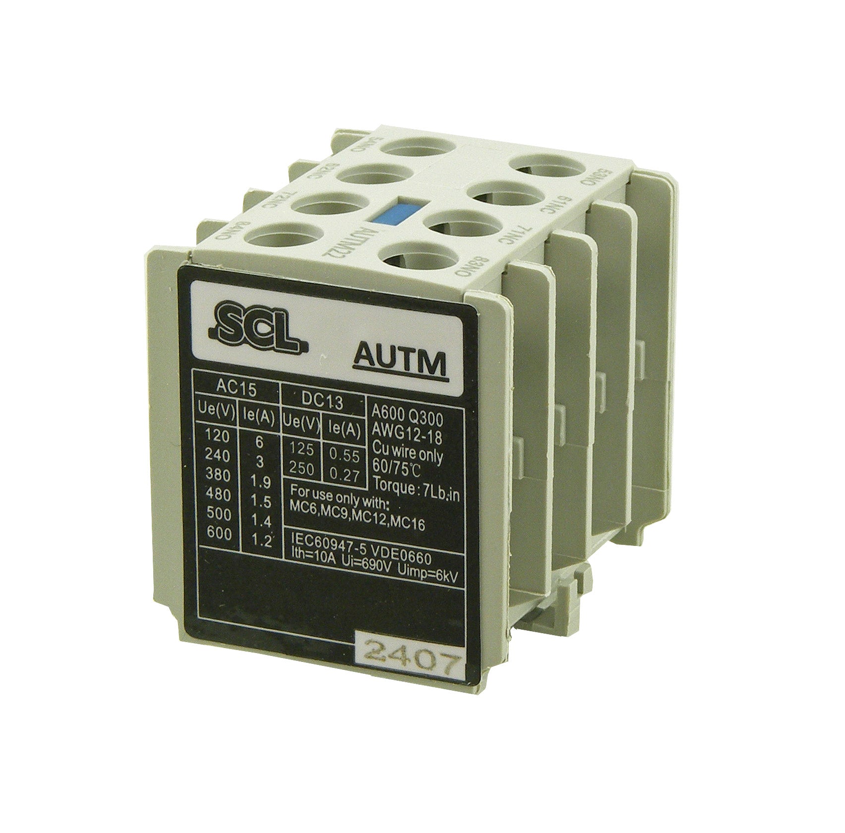 Switchtec AUTM22 2 N/O + 2 N/C Top Mount Auxiliary Contact Block (Mini Contactors)