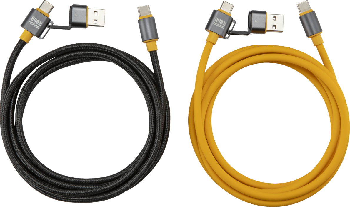 Knightsbridge AV240WPK Twin Pack of Tradesmen's 2-in-1 240W Rated USB Charging Cables 1.5m