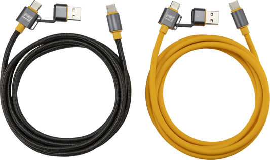 Knightsbridge AV240WPK Twin Pack of Tradesmen's 2-in-1 240W Rated USB Charging Cables 1.5m